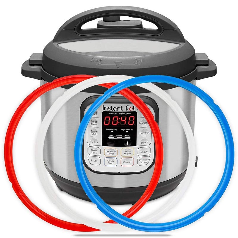 ZoneFly Silicone Sealing Ring for Instant Pot Replacement Gasket for 6 Qt Pressure Cooker, Savory Blue & Sweet Red & Transparent, Fits IP-DUO60, LUX60, DUO50, ILUX50, Pro/Duo Crisp XL 6Qt, Pro 6Qt 3-Pack - Image 1